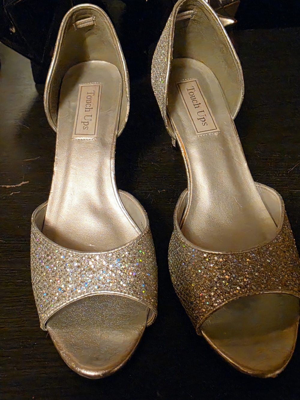 Touch Ups Rose Gold Glitter Open-Toe Heels